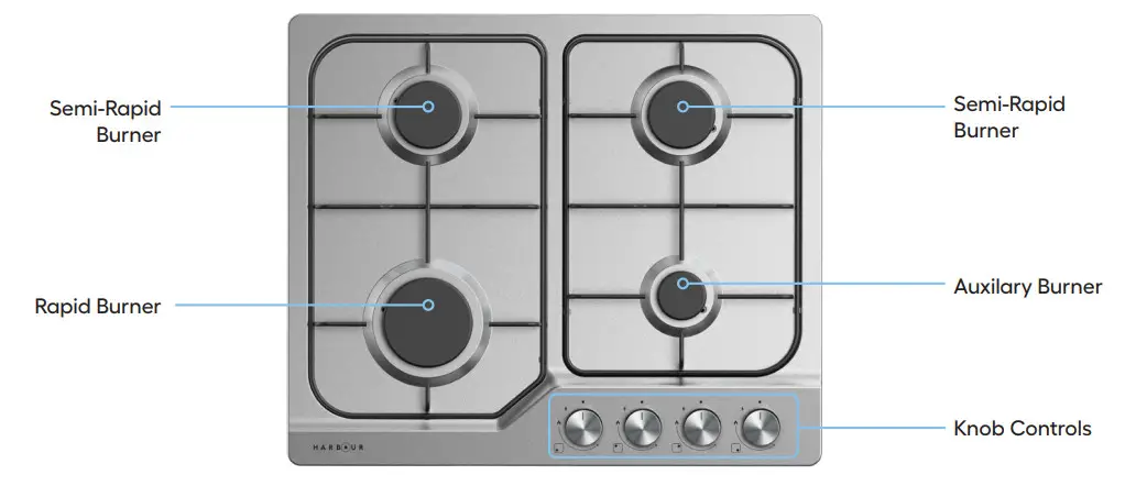 HARBOUR HBRCG604 60cm Gas Cooktop - Figure 1