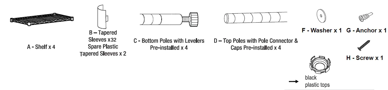 HDX SL-WSUS-110B 4 Shelf Storage Unit fig 1