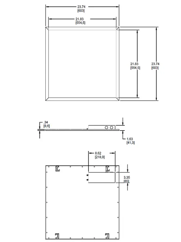 RAB EZPAN2X2-40YN-D10 EZPAN Edgelit LED Panel Lights - Dimensions
