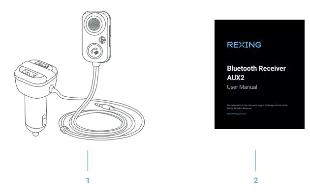 REXING Bluetooth Receiver AUX2 User Manual - What's in the Box