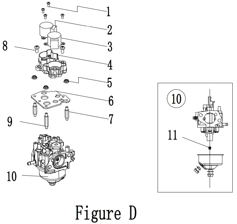 CHAMPION 201001 5500W Wireless Remote Start Inverter Generator -CARBURETOR DIAGRAM