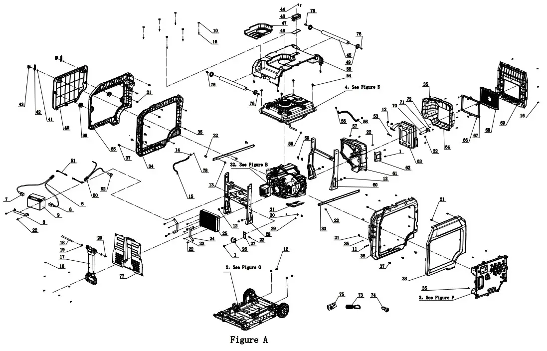 CHAMPION 201001 5500W Wireless Remote Start Inverter Generator -INVERTER GENERATOR PARTS DIAGRAM