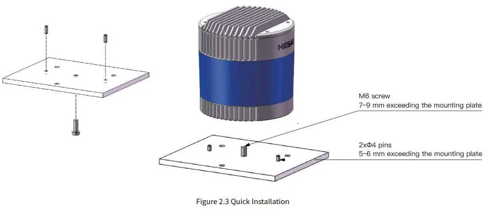HESAI Pandar40P 40 Channel Mechanical LiDAR - Mechanical Installation 3