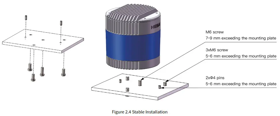 HESAI Pandar40P 40 Channel Mechanical LiDAR - Mechanical Installation 4