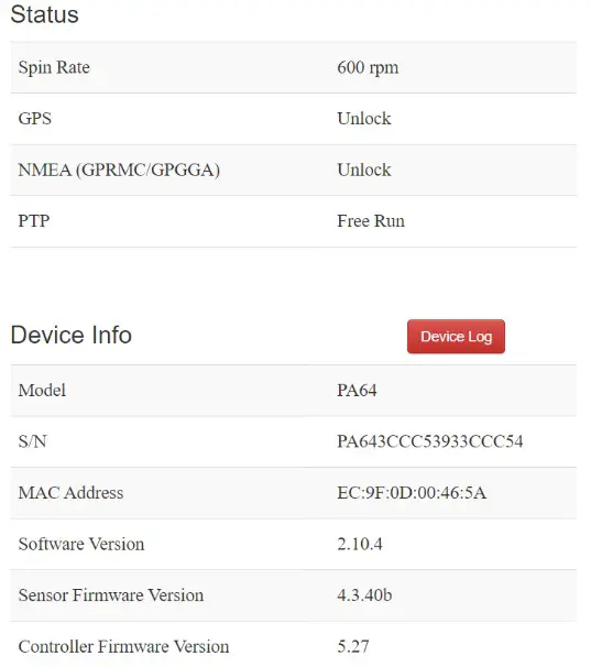 HESAI Pandar40P 40 Channel Mechanical LiDAR - Web Control 2