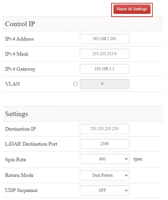 HESAI Pandar40P 40 Channel Mechanical LiDAR - Web Control 3