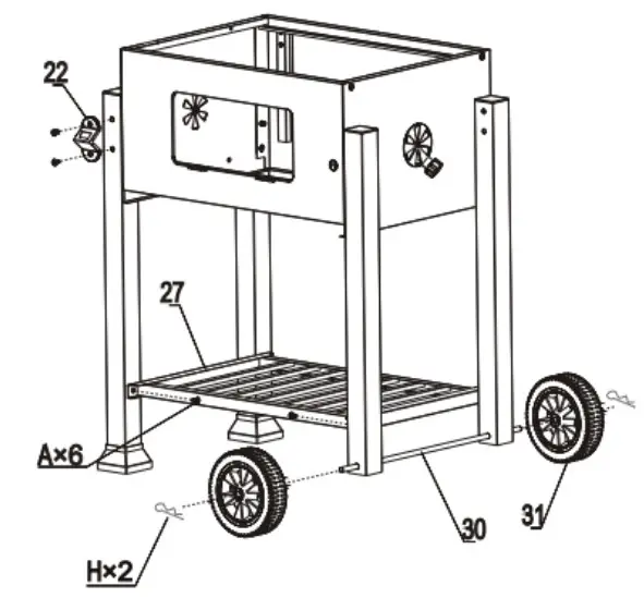 toboli 62809 BBQ Charcoal Trolley - Figure 3