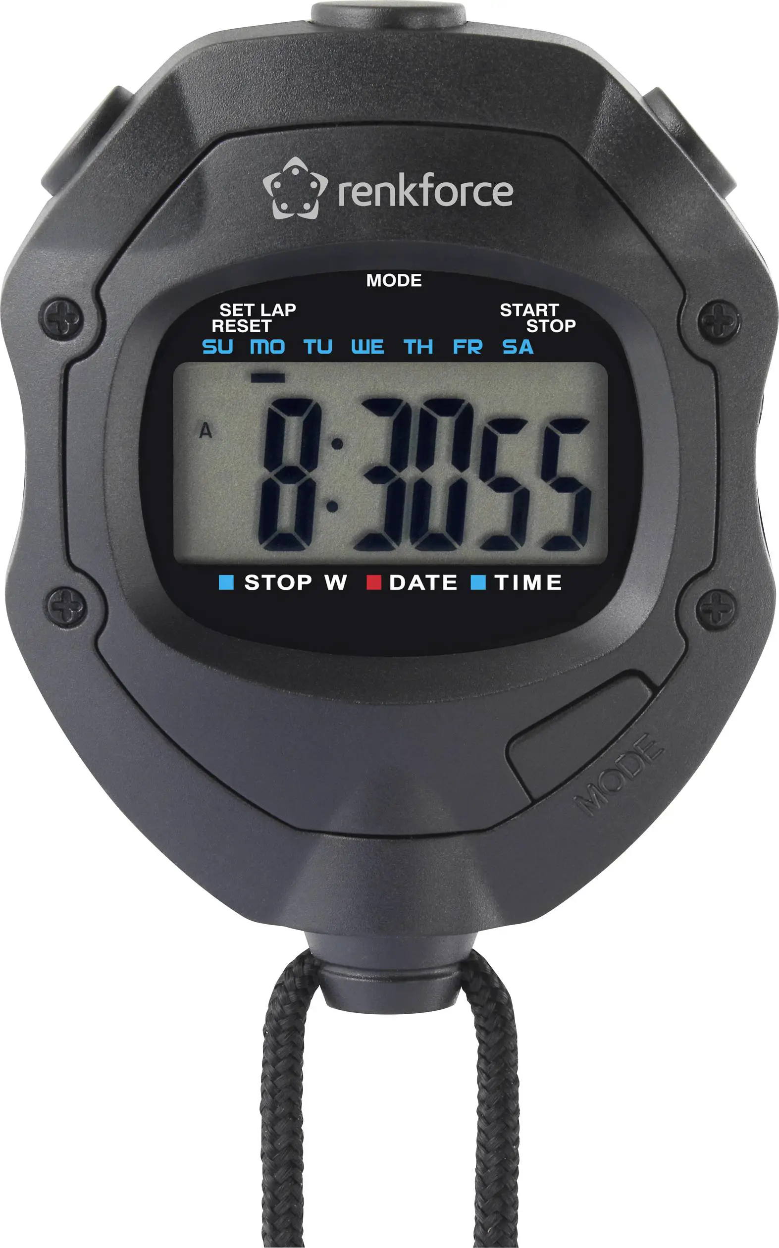 renkforce 2306491 Digital Black Stopwatch