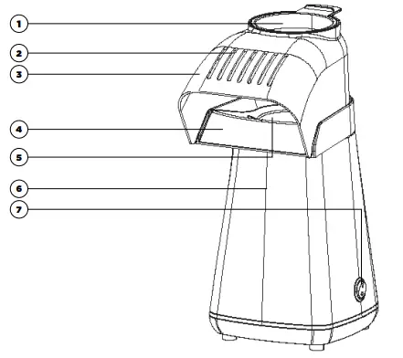 CRUX 17470 Hot Air Popcorn Maker - 1