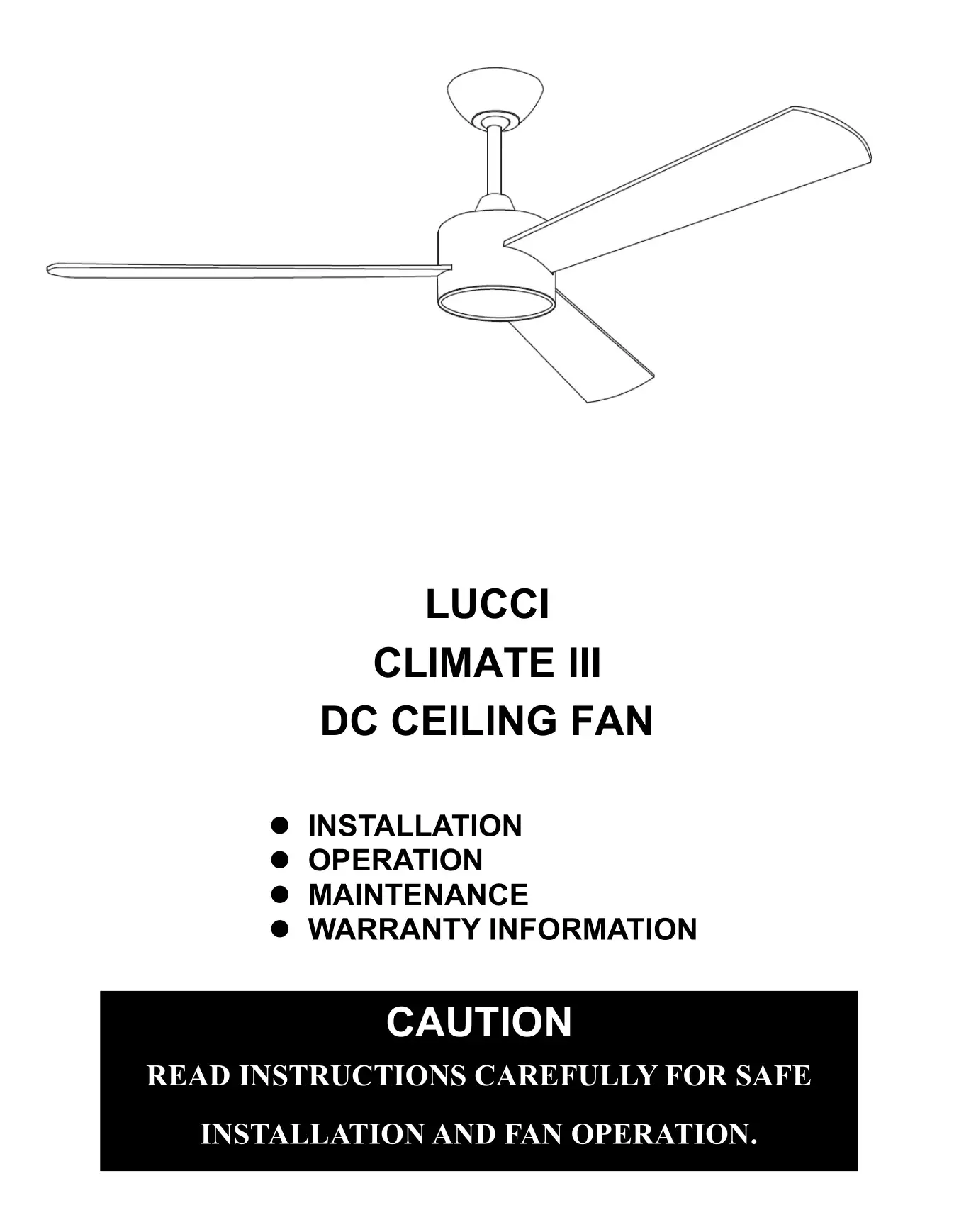 LUCCI 210640 Climate III DC Ceiling Fan Installation Guide
