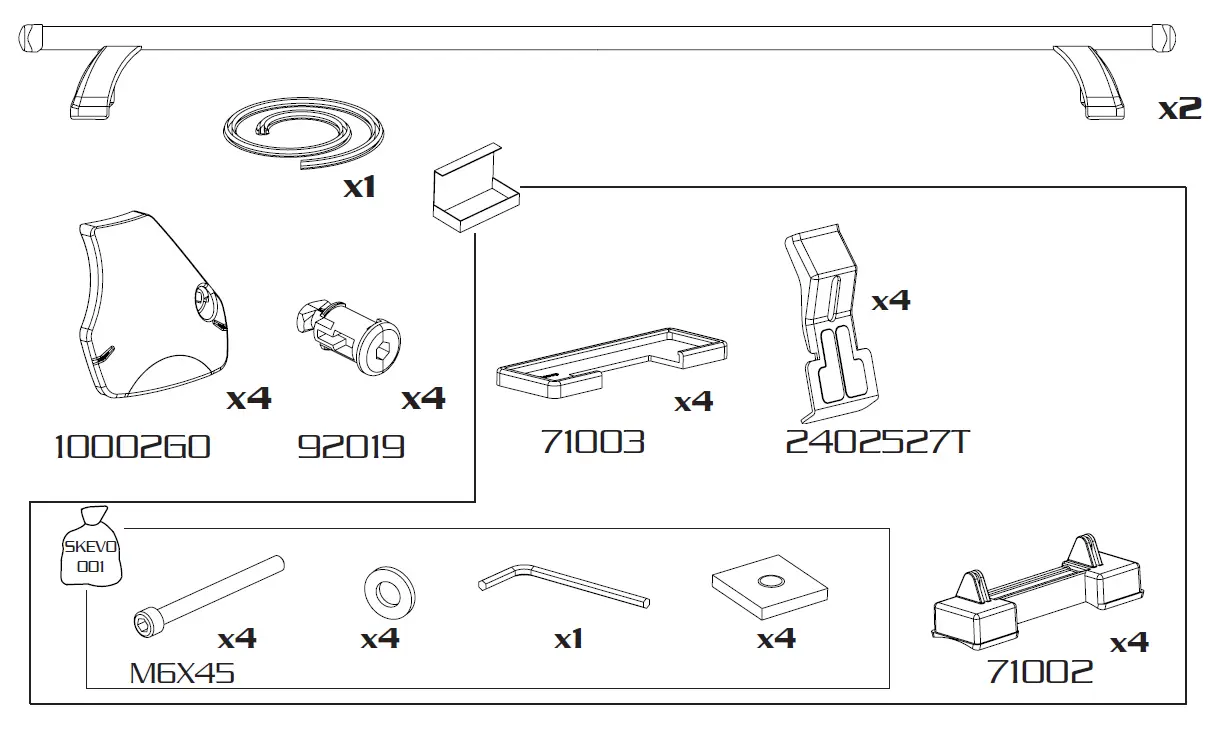 Green-Valley-EASY-ONE-EVO-Roof-Bars-Roof-Rack-Evo-Compatible-With-Fiat-FIG-2