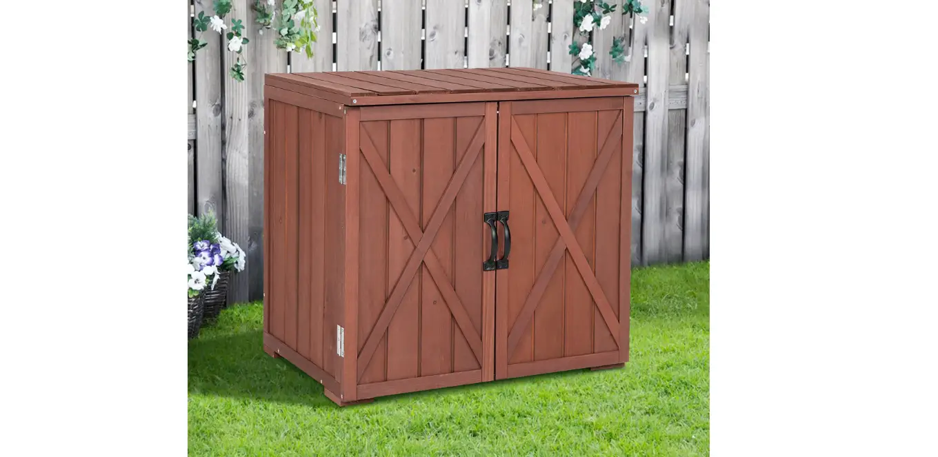 Wellfor Gt-hpy-3744cf 2.5 X 2 Feet Outdoor Wooden Storage Cabinet With Double Doors Brown Instruction Manual