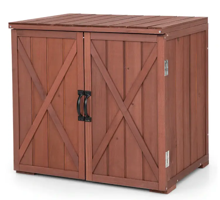 WELLFOR-GT-HPY-3744CF-2.5 x 2-Feet-Outdoor-Wooden-Storage-Cabinet-with-Double-Doors-Brown-product-image