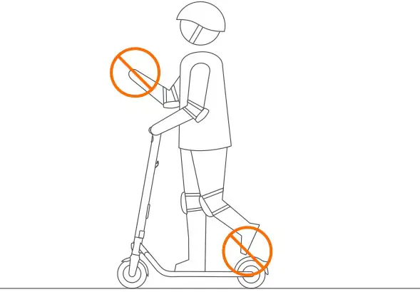 ninebot ES1L Electric Kick Scooter - DO NOT ride the scooter with only one foot or one hand