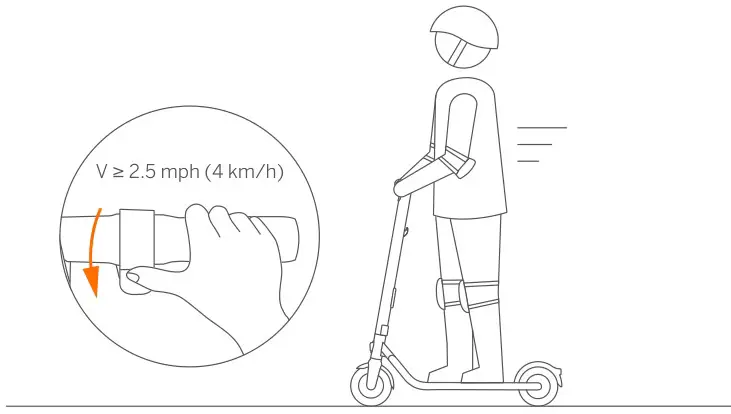 ninebot ES1L Electric Kick Scooter - Put your other foot on the footboard & Press the throttle to speed up