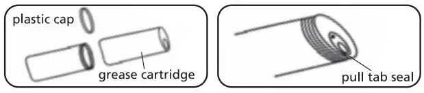 DRAPER 47811 Professional Pistol-Type Grease Gun Instructions - Remove the plastic cap from the cartridge and insert cartridge into the grease gun barrel