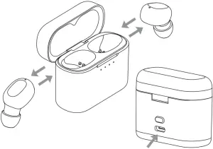 Charging the earphones and charging case