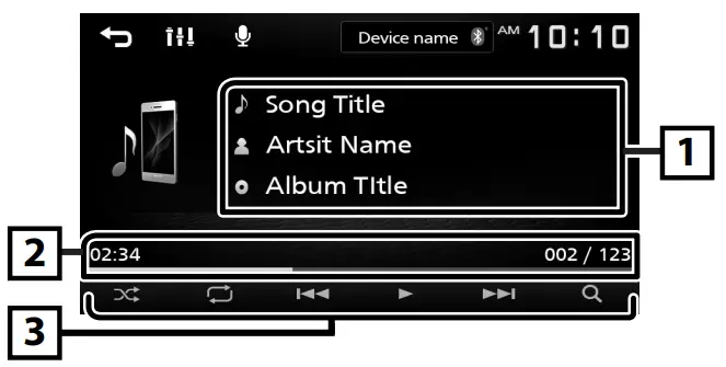 KENWOOD DMX125BT Monitor with Receiver - Source control screen
