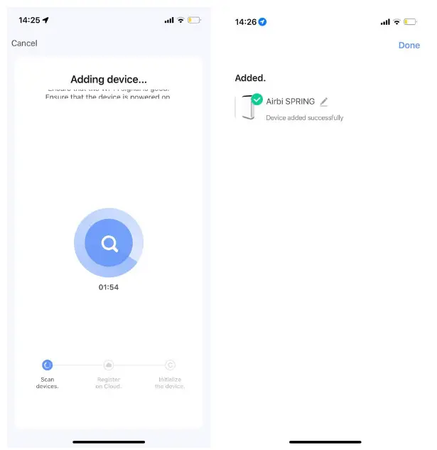 Configuration of Airbi Spring ConnectionControl - Register 4