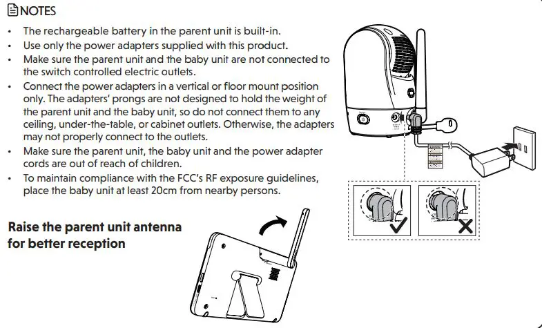 vtech VM919HD Full Color Pan and Tilt HD Video Monitor User Guide - Connect the baby monitor
