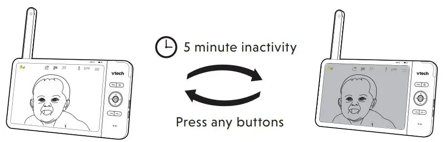 vtech VM919HD Full Color Pan and Tilt HD Video Monitor User Guide - Dim mode