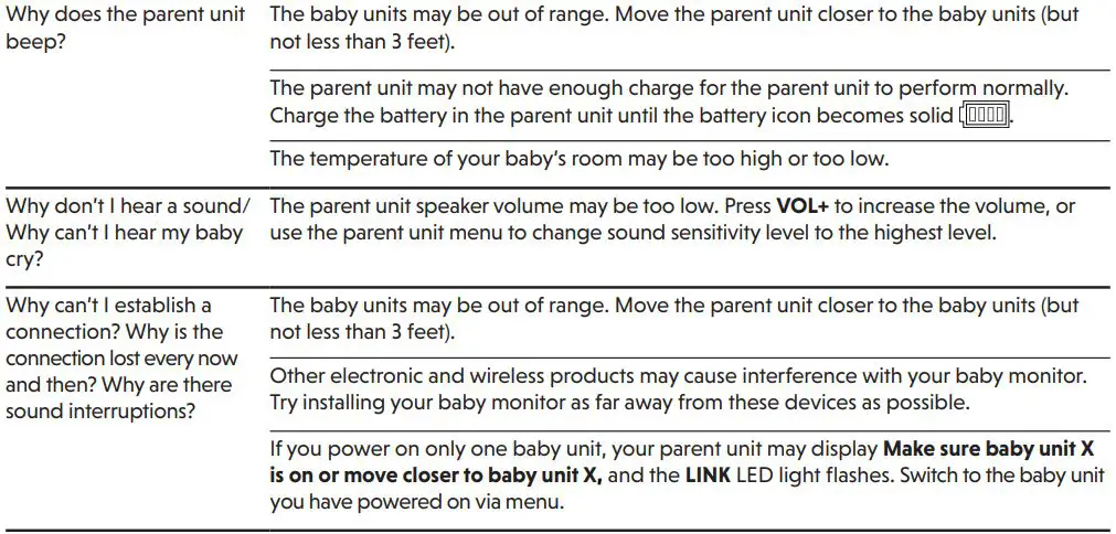 vtech VM919HD Full Color Pan and Tilt HD Video Monitor User Guide - FAQ