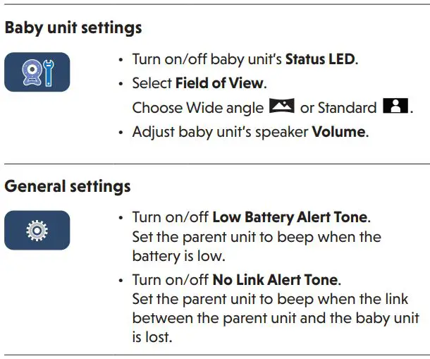 vtech VM919HD Full Color Pan and Tilt HD Video Monitor User Guide - Main Menu