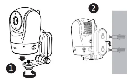 vtech VM919HD Full Color Pan and Tilt HD Video Monitor User Guide - Place the baby unit on the wall mount bracket