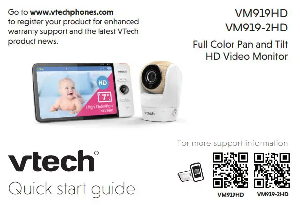 vtech VM919HD Full Color Pan and Tilt HD Video Monitor User Guide