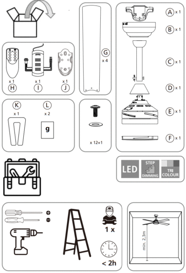 EGLO 35084 TRINIDAD LED Ceiling Fan - Fig