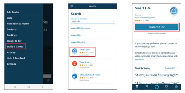 Link Simple Home account to Echo Figure 1