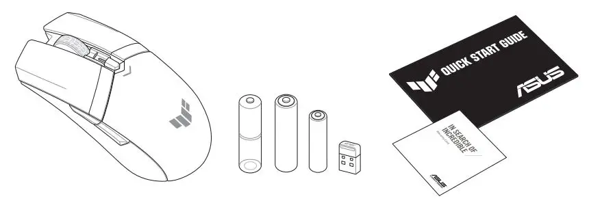 ASUS P306 TUF Gaming M4 Wireless Optical Gaming Mouse User Guide - Package Contents