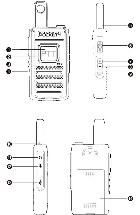 Klein electronics B07HCMLTYY Pocket UHF 2 Way Radio FIG 1