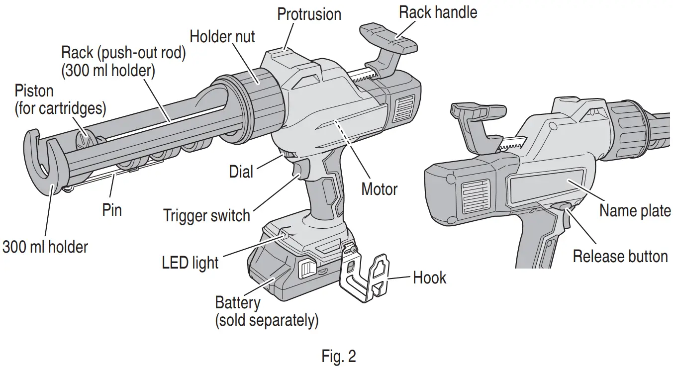 HiKOKI AC 18DA Cordless Caulking Gun - FIG 2