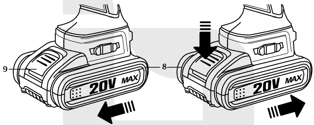 iBELL Brushless Cordless Impact- release button