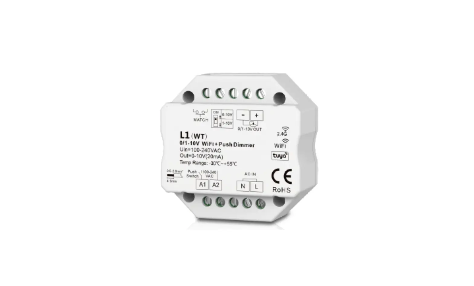 Zigbee L1(wt) 0/1-10v Wifi + Rf + Push Dimmer Zigbee L1(wt) 0/1-10v Wifi + Rf + Push Dimmer