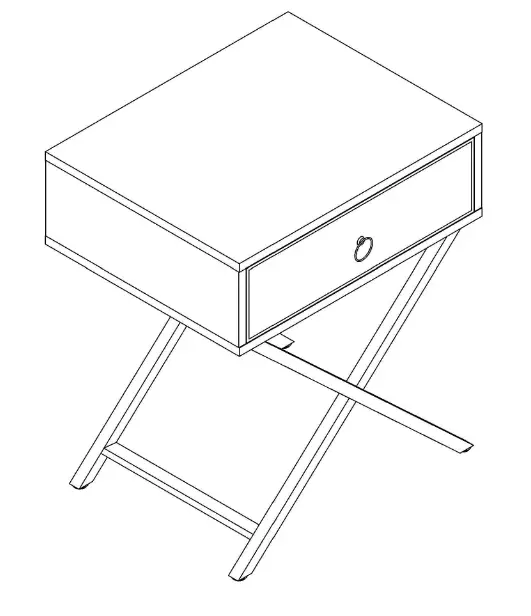 Tribesigns HOGA-XK00062 1-Drawer Gold Nightstand X-Frame Bedside Table End Table for Bedroom -