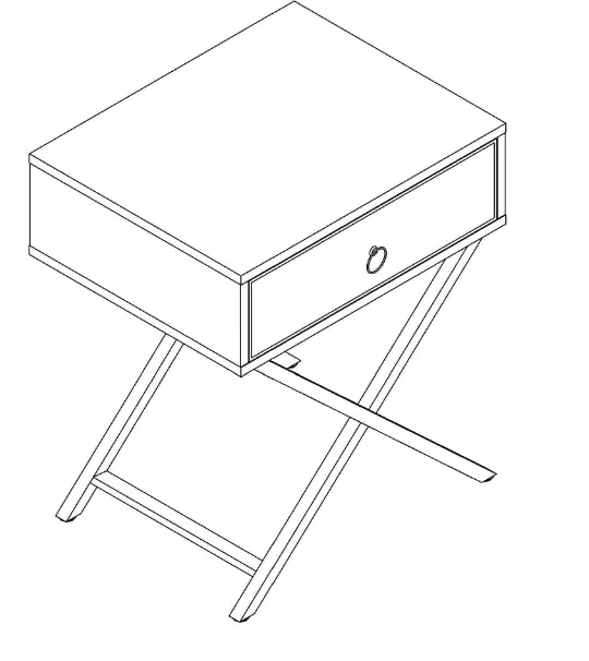 Tribesigns HOGA-XK00062 1-Drawer Gold Nightstand X-Frame Bedside Table End Table for Bedroom - Fig 6