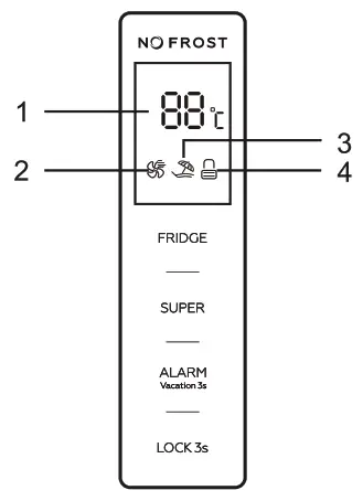 VOGUE 355388 359L Upright Fridge - Control Panel