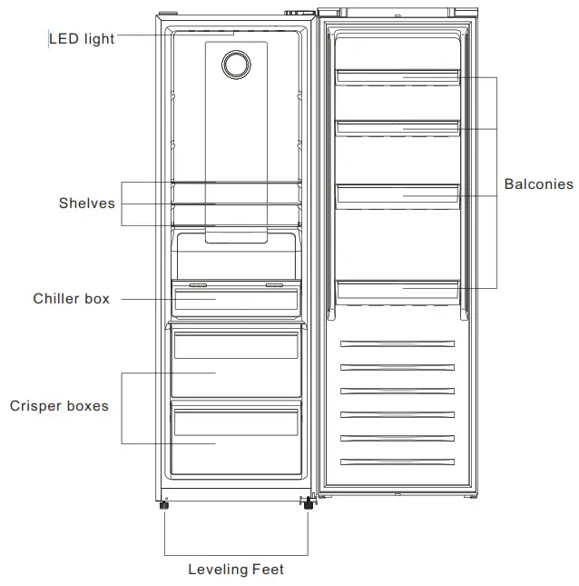 VOGUE 355388 359L Upright Fridge - overvew