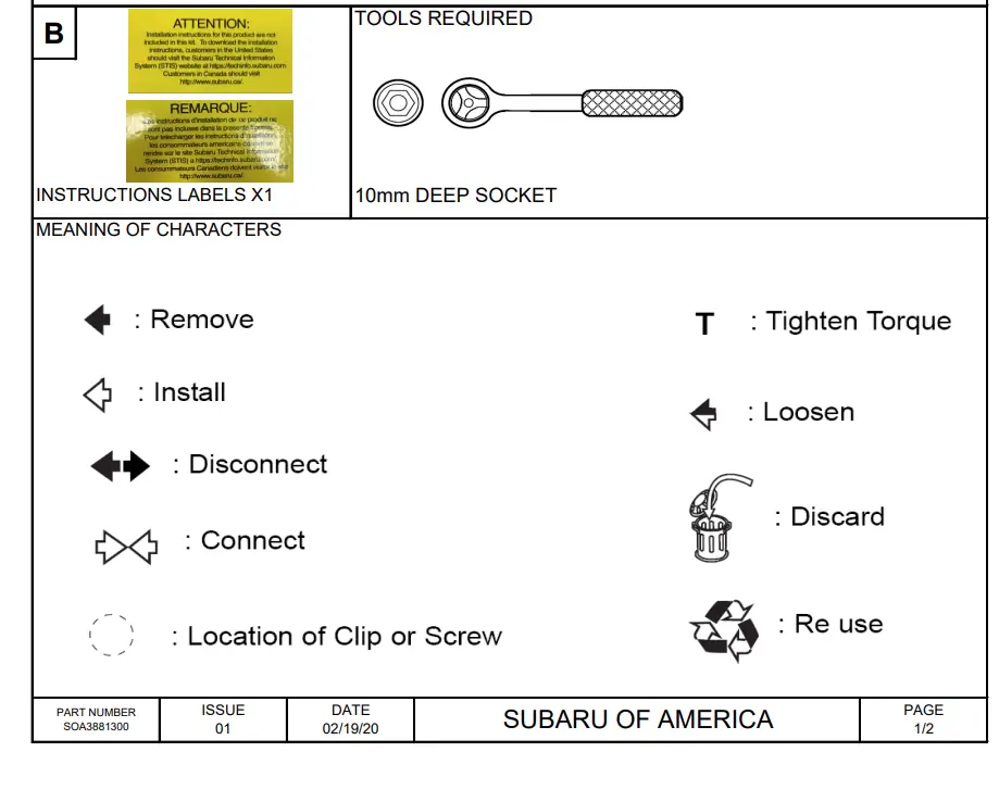 SUBARU 82182AA040 Battery Tie Down Holder Clamp Kit FIG 2