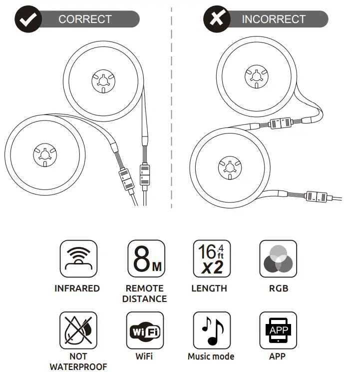 WBM SMART LP 06 LED Strip Light - power wire