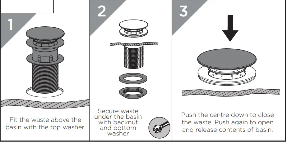 BRISTAN NVA-BAS-C Niva Basin Mixer with Clicker Waste Chrome - 2
