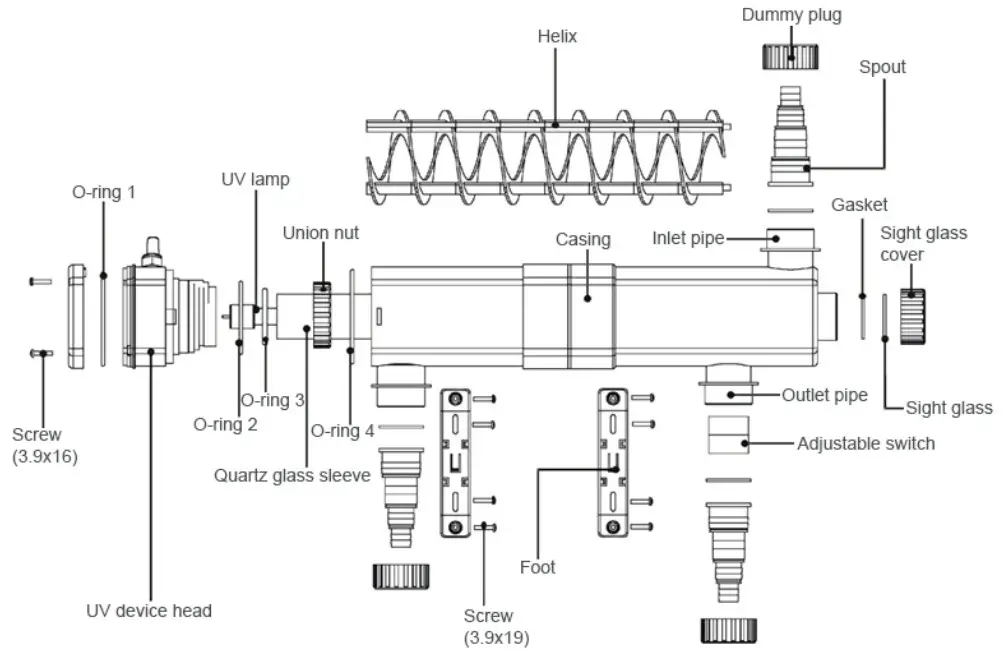 SUNSUN CUV 111 UV Filter - drawings 2