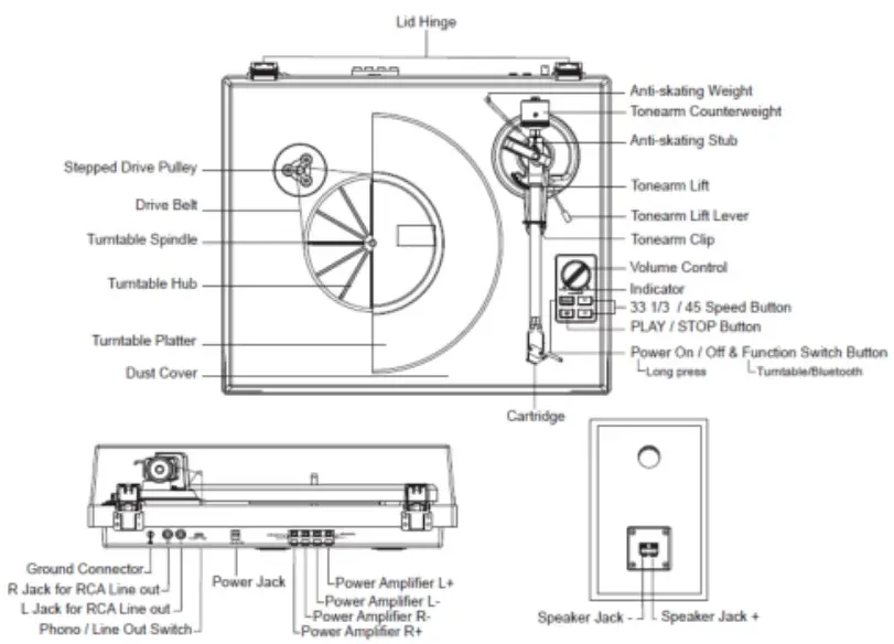 Lenco LS 480 Turntable with Built in Amplifier Bluetooth and Speakers - Product Description