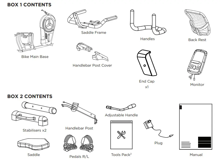 JLL RE600 Pro Recumbent Bike- CONTENTS