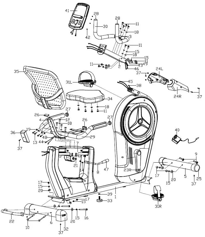JLL RE600 Pro Recumbent Bike- DIAGRAM