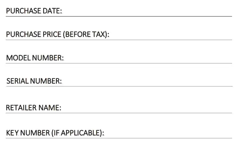Sanctuary SA-DIA1 Security Safe - REGISTRATION INFORMATION