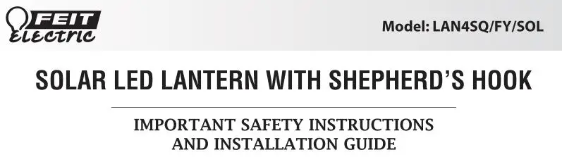 FEIT Electric 4 inch Square Solar Powered Outdoor Fairy Lantern Installation Guide