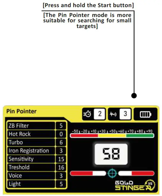 STINGER DETECTORS Gold Stinger X5 Reliable Metal Detector - Pin Pointer Mode 2